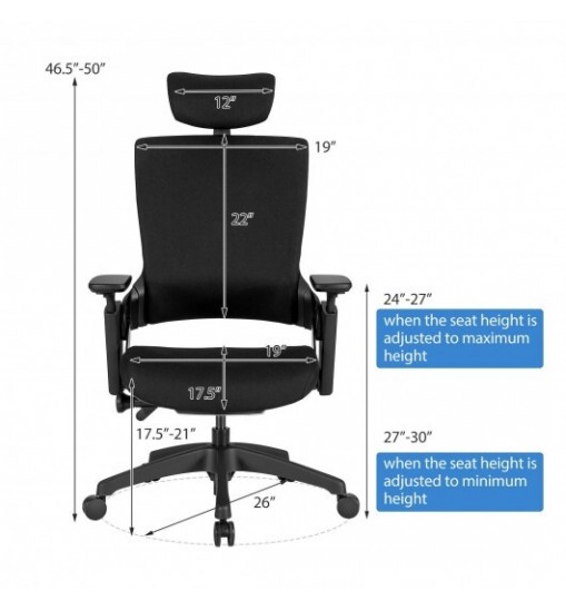 Reclining Computer Desk Chair with 3D Armrests and Headrest