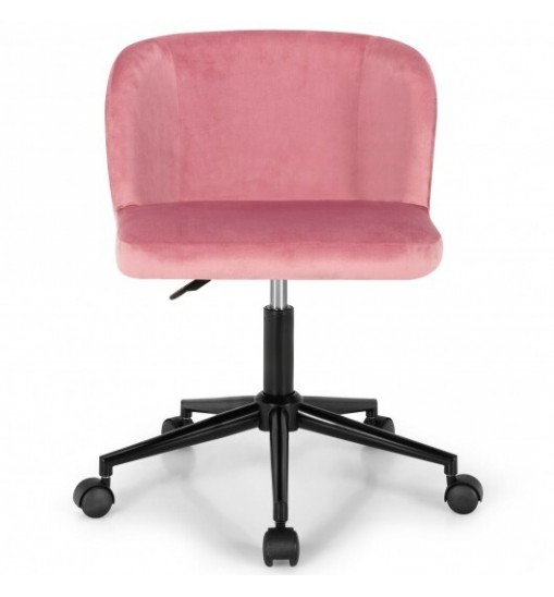 Velvet Leisure Office Chair with Adjustable Height-Pink