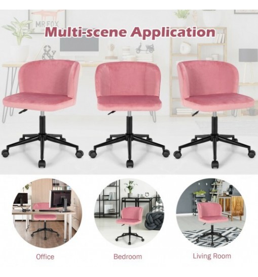 Velvet Leisure Office Chair with Adjustable Height-Pink