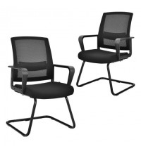 Set of 2 Conference Chairs with Lumbar Support-Black