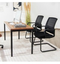 Set of 2 Conference Chairs with Lumbar Support-Black