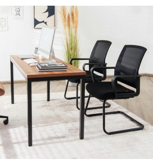 Set of 2 Conference Chairs with Lumbar Support-Black