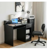 Study Laptop Table with Drawer and Keyboard Tray-Black