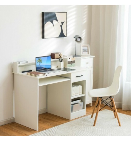 Study Laptop Table with Drawer and Keyboard Tray-Black