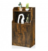 Storage Cabinet Bookcase with Doors and Display Shelf-Rustic Brown