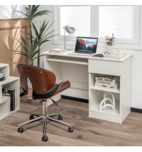 Wooden Computer Desk with CPU Stand-White