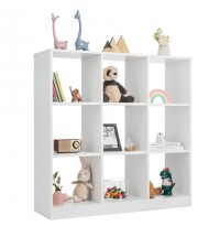 Modern 9-Cube Bookcase with 2 Anti-Tipping Kits for Books Toys Ornaments-White