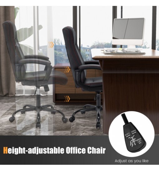 Upholstered Executive Computer Desk Chair with Ergonomic High Back-Black