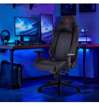 Adjustable Gaming Chair with Gas Lift 4D Armrest and Lumbar Support-Black