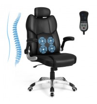 Kneading Massage Office Chair with Adjustable Headrest-Black