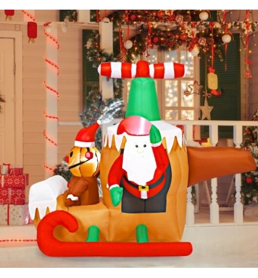 6 Feet Long Inflatable Santa Claus Flying Airplane