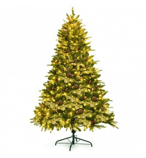 6.5 Feet Pre-lit Snow Flocked Hinged Artificial Christmas Tree