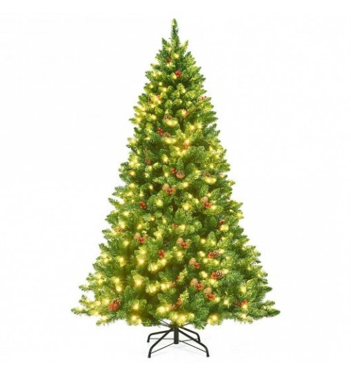 6.5 Feet Pre-lit Hinged Christmas Tree with LED Lights