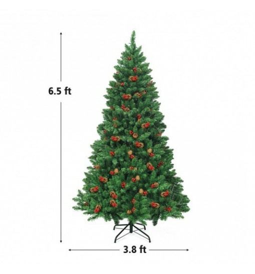 6.5 Feet Pre-lit Hinged Christmas Tree with LED Lights