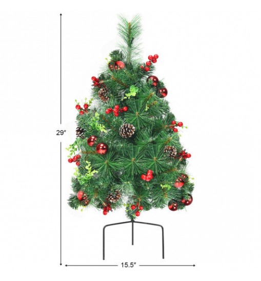 Set of 2 29 Inch Battery Powered Pre-lit Pathway Holiday Christmas Trees