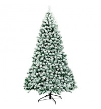 7.5 Feet Pre-Lit Premium Snow Flocked Hinged Artificial Christmas Tree with 550 Lights