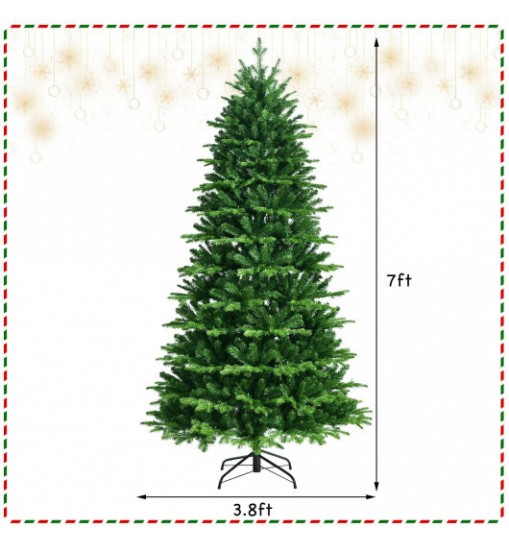 Realistic Pre-Lit Hinged Christmas Tree with Lights and Foot Switch-8'