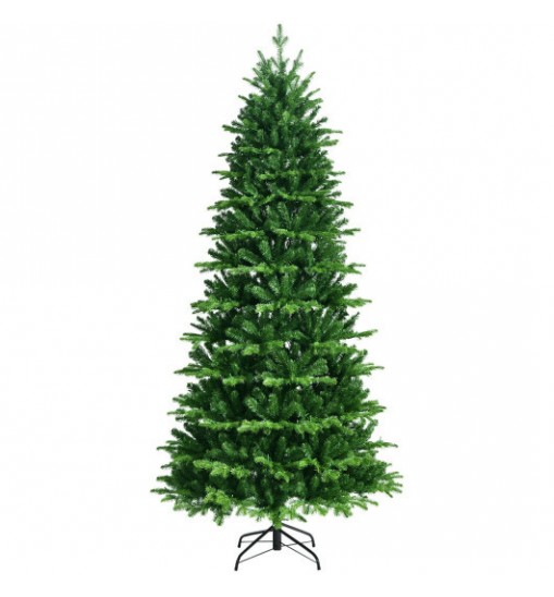 Realistic Pre-Lit Hinged Christmas Tree with Lights and Foot Switch-8'