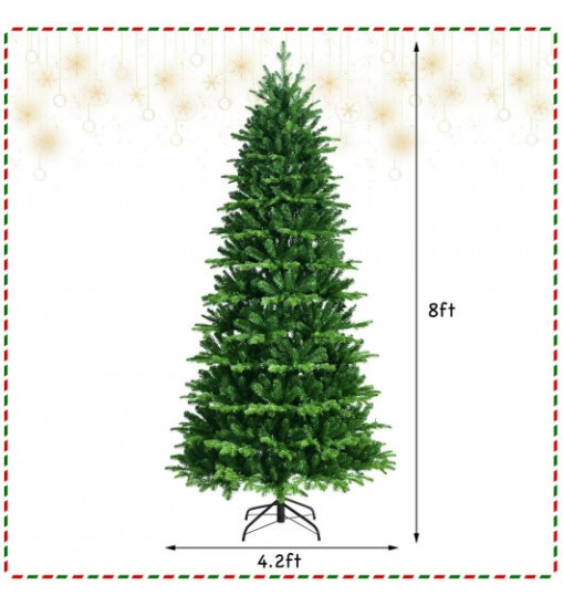 Realistic Pre-Lit Hinged Christmas Tree with Lights and Foot Switch-8'