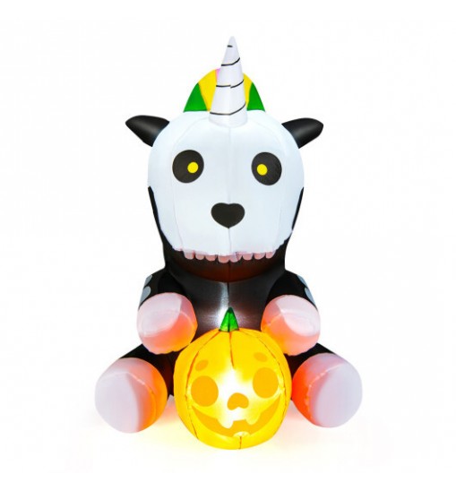 5 Feet Halloween Inflatable Unicorn Skeleton with Pumpkin Lantern