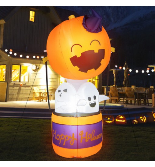 6 Feet Halloween Inflatable Pumpkin Hot Air Balloon Ghost Yard Decor