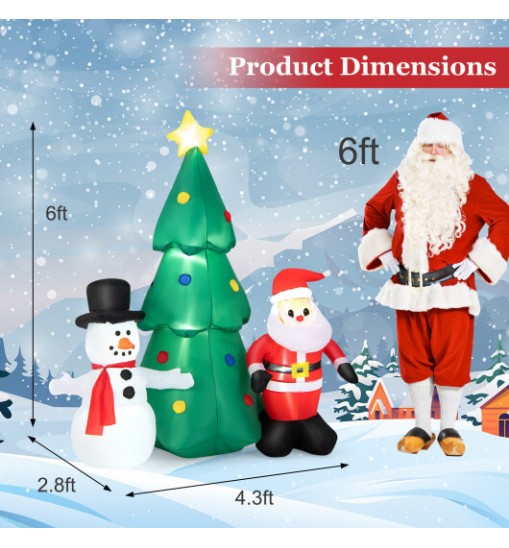 6 Feet Christmas Inflatables Giant Santa Claus Combo Decoration