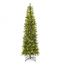 7.5 Feet Pre-lit Full Artificial Christmas Tree with Warm White and Multi-color LED Lights