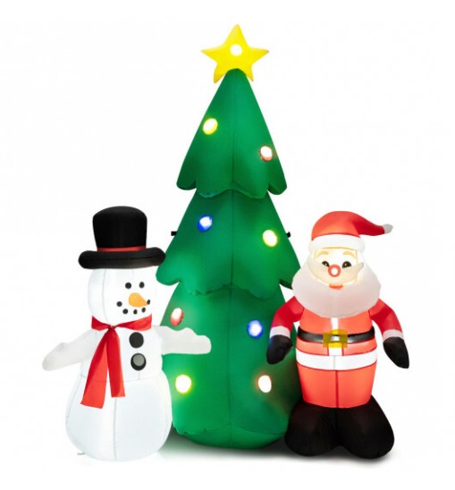 6 Feet Tall Lighted Inflatable Christmas Decoration with Santa Claus and Snowman