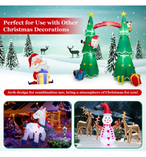 10 Feet Tall Inflatable Christmas Arch with LED and Built-in Air Blower