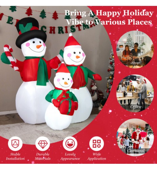 Inflatable Christmas Snowman Family Decoration with LED Lights