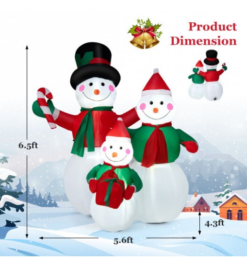 Inflatable Christmas Snowman Family Decoration with LED Lights