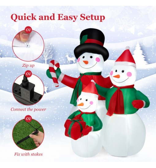 Inflatable Christmas Snowman Family Decoration with LED Lights