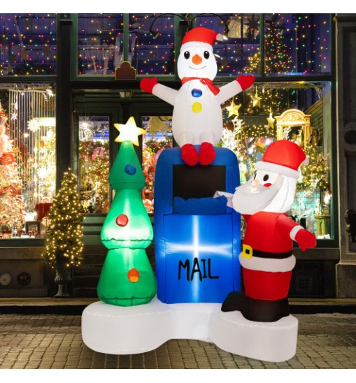 6 Feet Lighted Christmas Inflatable Mailbox Santa Claus Snowman Christmas Tree