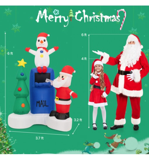 6 Feet Lighted Christmas Inflatable Mailbox Santa Claus Snowman Christmas Tree