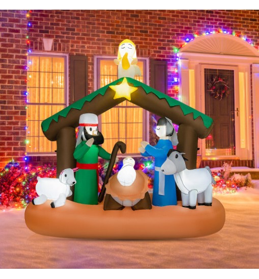 6 Feet Lighted Christmas Inflatable Nativity Scene Decoration