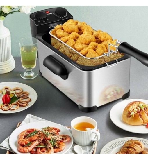 3.2 Quart Electric Stainless Steel Deep Fryer with Timer