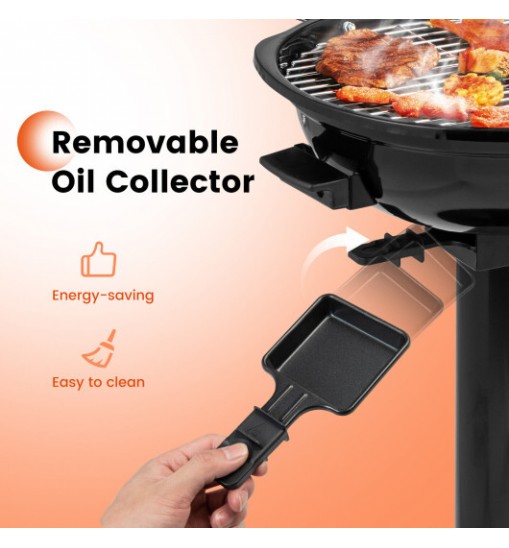 1600W Electric BBQ Grill with Removable Non-Stick Warming Rack