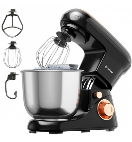 5.3 Qt Stand Kitchen Food Mixer 6 Speed with Dough Hook Beater-Black