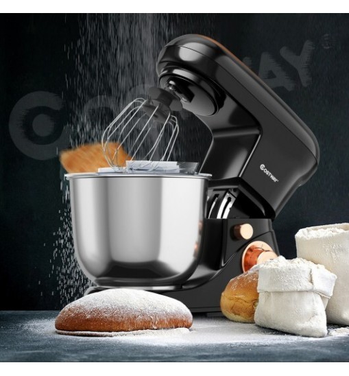 5.3 Qt Stand Kitchen Food Mixer 6 Speed with Dough Hook Beater-Black