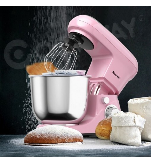 5.3 Qt Stand Kitchen Food Mixer 6 Speed with Dough Hook Beater-Black