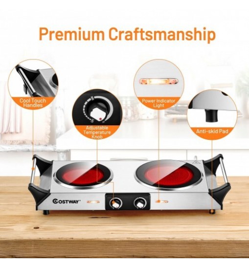 Ceramic Infrared Stove with Temperature Control and Insulated Handles