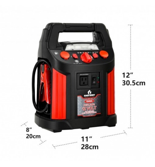 Jump Starter Air Compressor Power Bank Charger with LED Light and DC Outlet