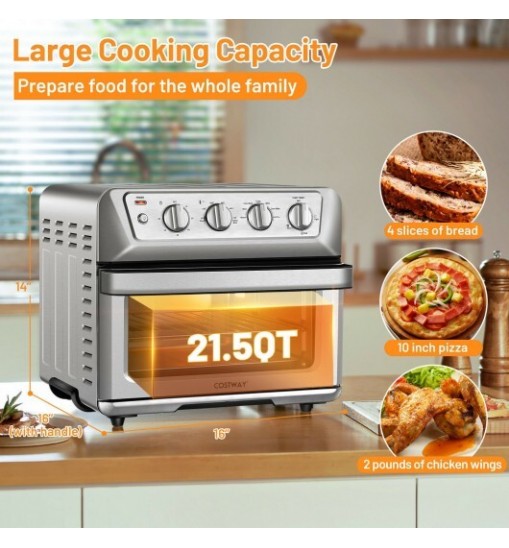 21.5 Quart 1800W Air Fryer Toaster Countertop Convection Oven with Recipe