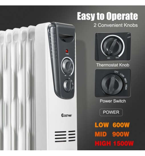 1500W Electric Space Heater with Adjustable Thermostat