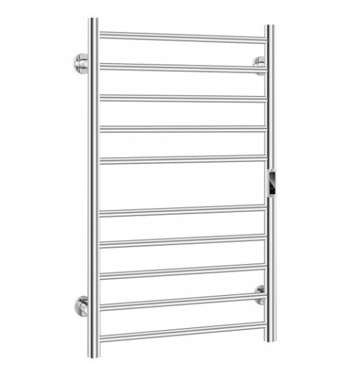 10-bar Heated Wall Mounted Towel Warmer with Timer-Silver