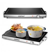 Electric Warming Tray with Adjustable Temperature Control-Black