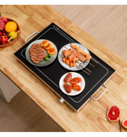 Electric Warming Tray with Adjustable Temperature Control-Black