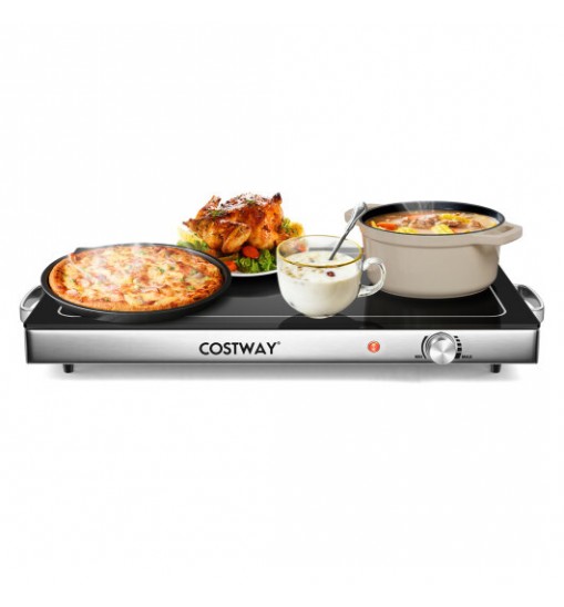 Electric Warming Tray with Adjustable Temperature Control-Black