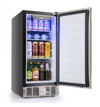 Compact Refrigerator with Adjustable Thermostat and Stainless Steel Door-Silver