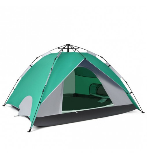 2-in-1 4 Person Instant Pop-up Waterproof Camping Tent-Blue